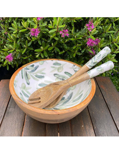 Saladier manguier avec couverts assortis