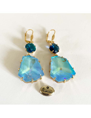 Boucles d'oreilles verre acidulé