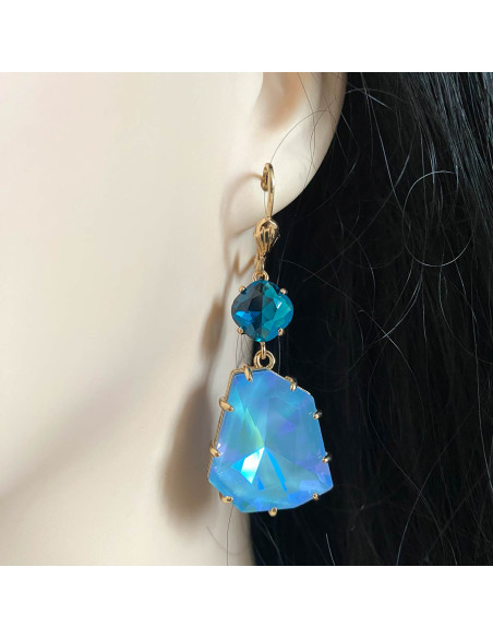Boucles d'oreilles verre acidulé