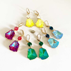 Boucles d'oreilles verre acidulé