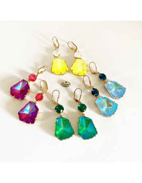 Boucles d'oreilles verre acidulé