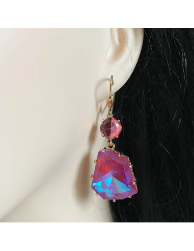 Boucles d'oreilles verre acidulé