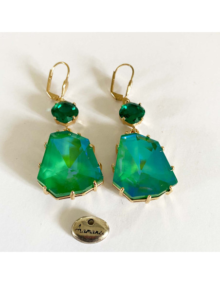 Boucles d'oreilles verre acidulé