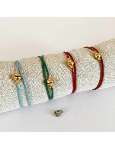 Bracelet anneau doré sur cuir agneau double tour