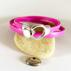 Bracelet cuir avec fermoir boucle emboitante, double tour de poignet 2