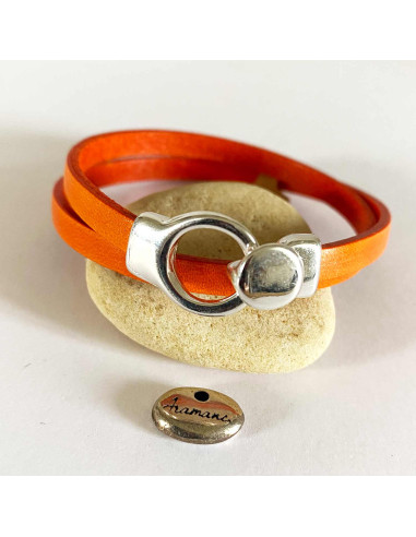 Bracelet cuir avec boucle, double tour