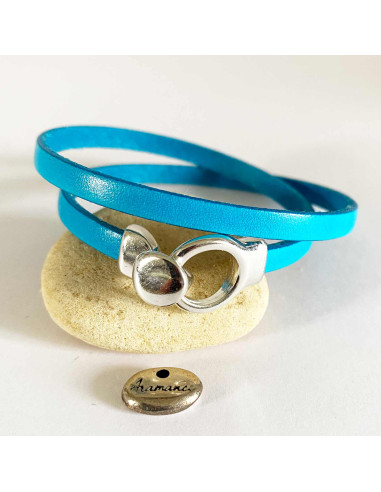 Bracelet cuir avec boucle, double tour