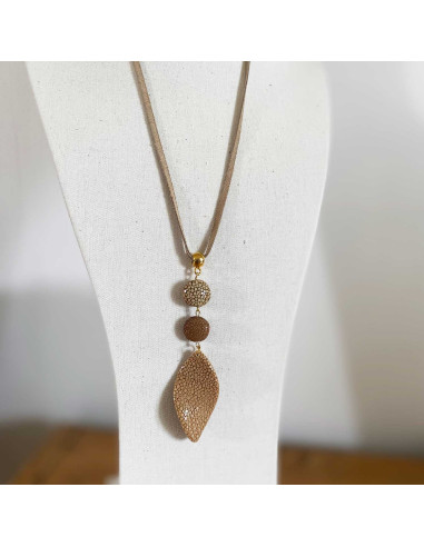 Collier sautoir pendentif Galuchat bicolore