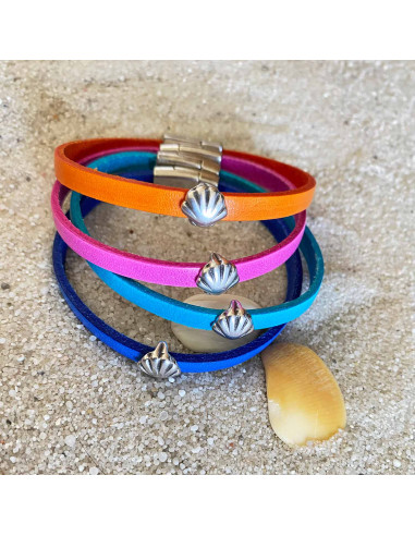 Bracelet cuir coquillage