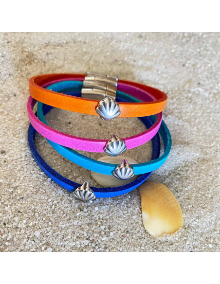 Bracelet cuir coquillage