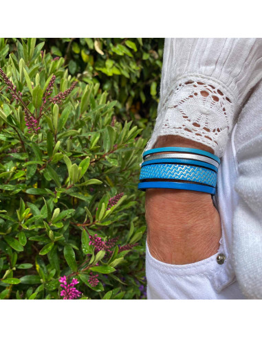 Bracelet manchette cuir "vagues"