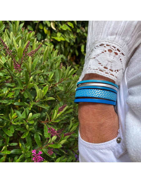 Bracelet manchette cuir "vagues"