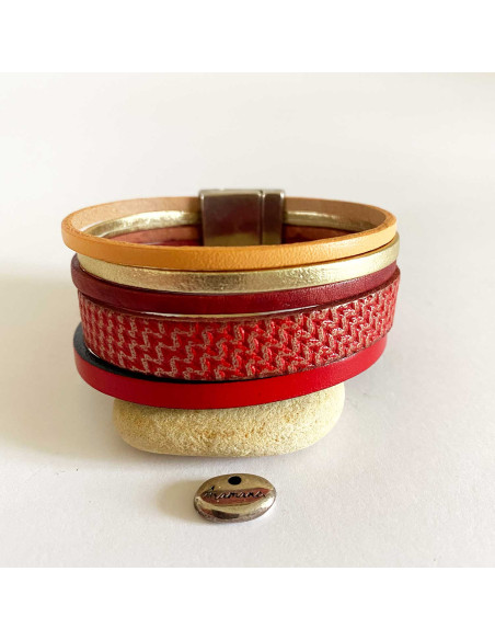 Bracelet manchette cuir "vagues"