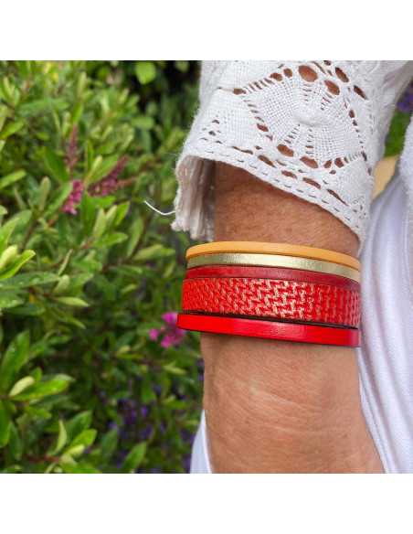 Bracelet manchette cuir "vagues"