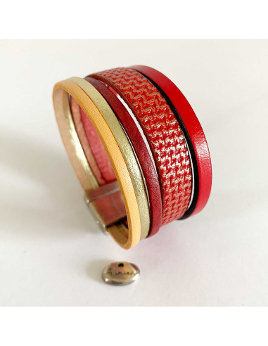 Bracelet manchette cuir "vagues"