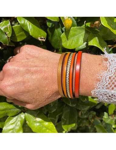 Bracelet manchette cuir 5 liens