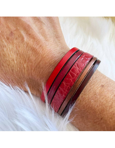 Bracelet manchette cuir "caillou"