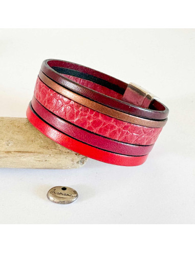 Bracelet manchette cuir "caillou"