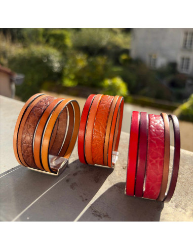 Bracelet manchette cuir "caillou"