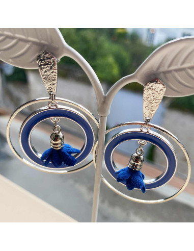 Boucles d'oreilles cercle émail bleu
