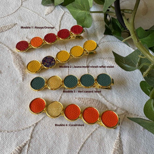 Barrette pince pour cheveux avec pastilles en cuir 2
