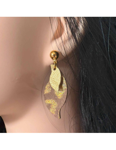 Boucles d'oreilles cuir effet flamme