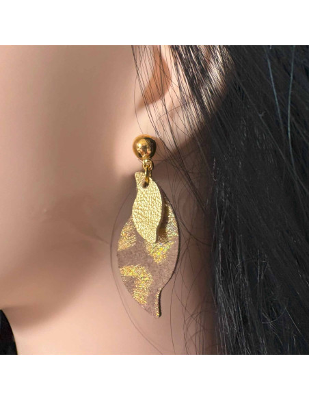 Boucles d'oreilles cuir effet flamme