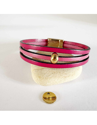 Bracelet cuir et perle dorée