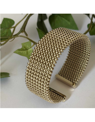 Bracelet manchette en acier inoxydable doré