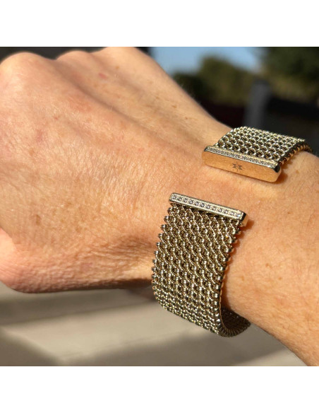 Bracelet manchette en acier inoxydable doré