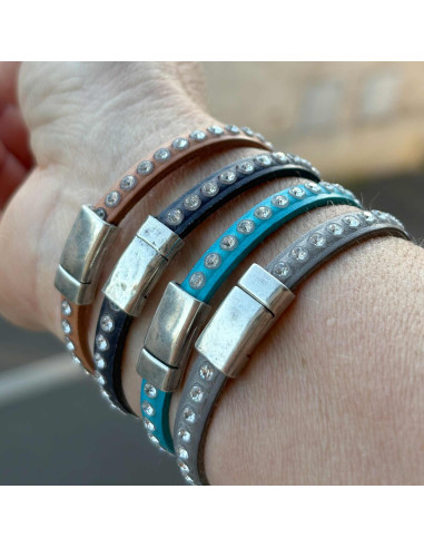 Bracelet cuir et cristal