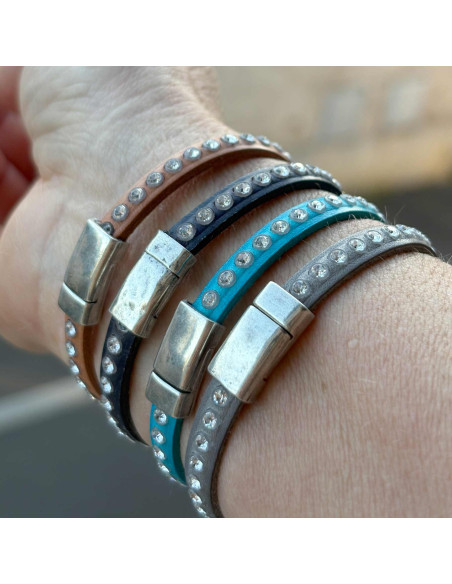 Bracelet cuir et cristal