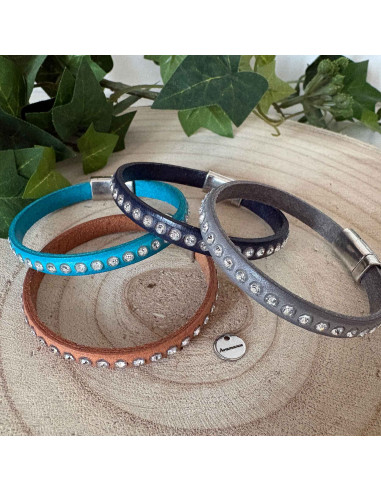 Bracelet cuir et cristal