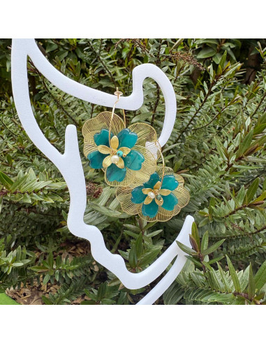 Boucles d'oreilles créoles fleur