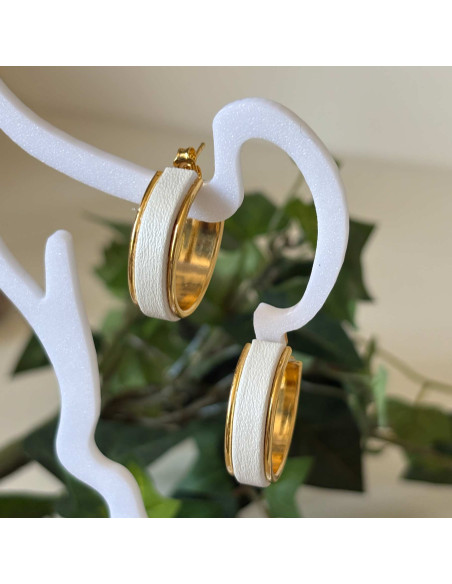 Boucles d'oreilles créoles dorées avec cuir
