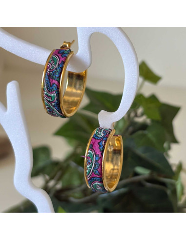 Boucles d'oreilles créoles dorées avec cuir